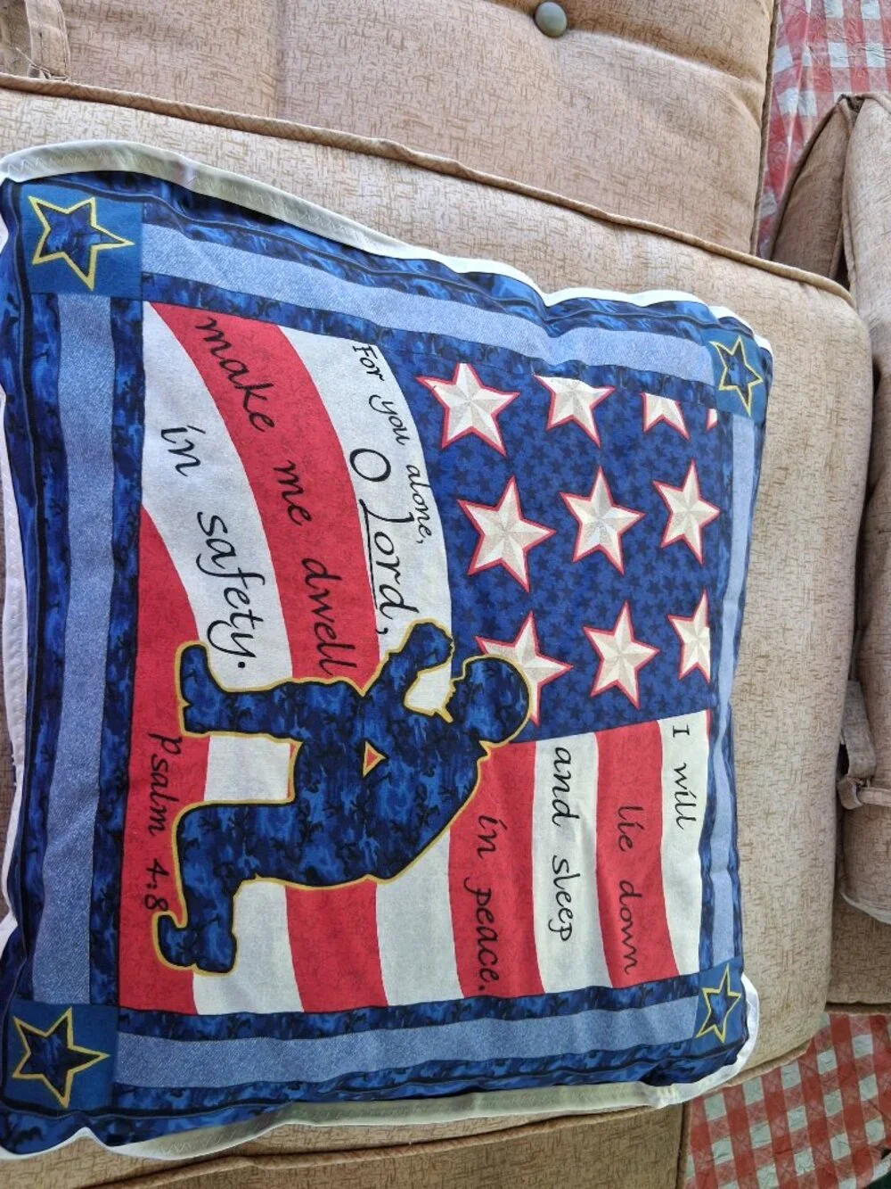 JO-ANN STORES USA Patriotic Soldier GOD throw pillow size 16